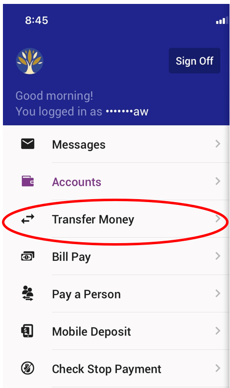 Mobile Banking Step 1